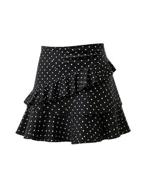 Lauren Ralph Lauren Skirt Women 6 Black White Polka Dot Tiered Ruffle NWT